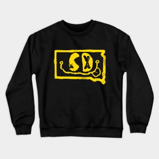 SD Eyes South Dakota Grunge Smiling Face Black background Crewneck Sweatshirt